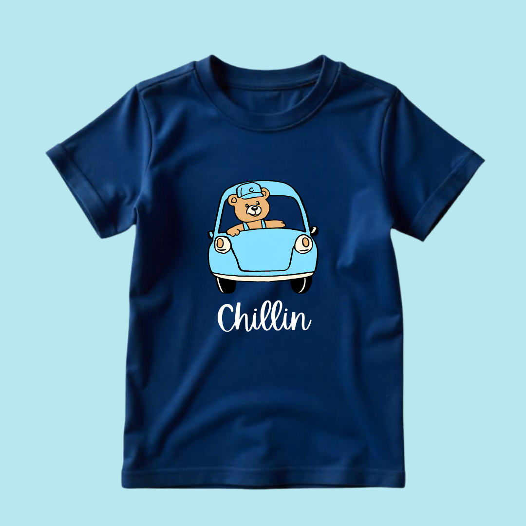 kids teddy car chillingg tshirt