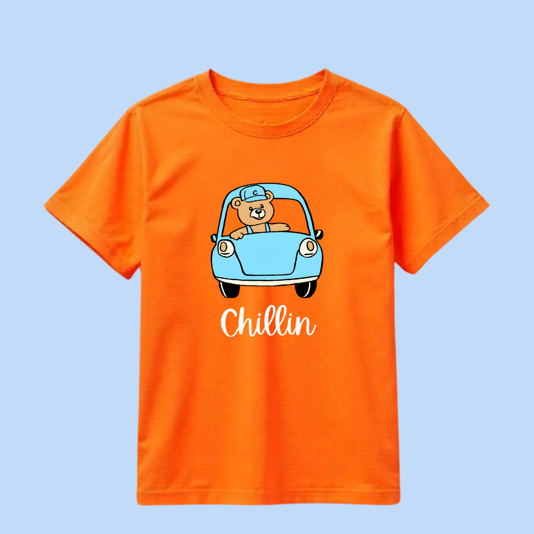 kids teddy car chillingg tshirt