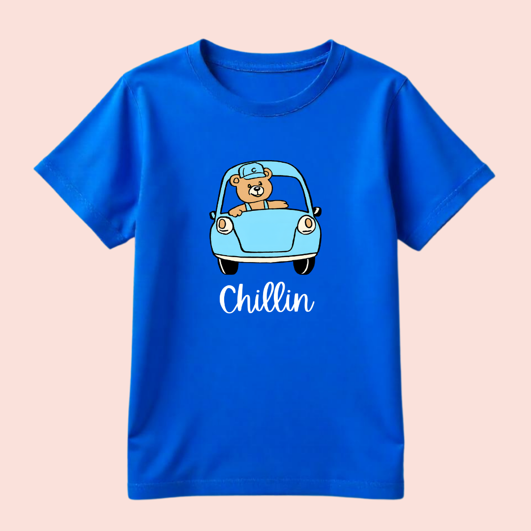 kids teddy car chillingg tshirt